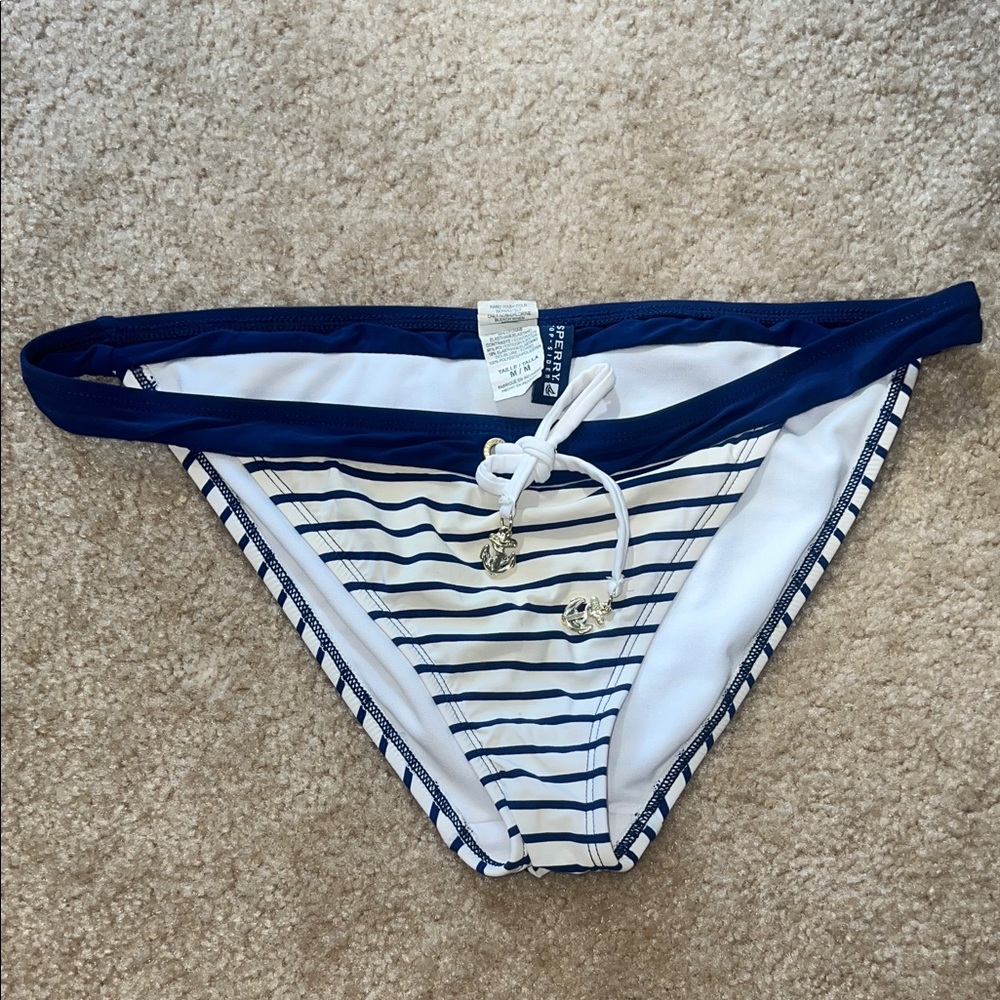 Navy and White Striped Bikini Bottom